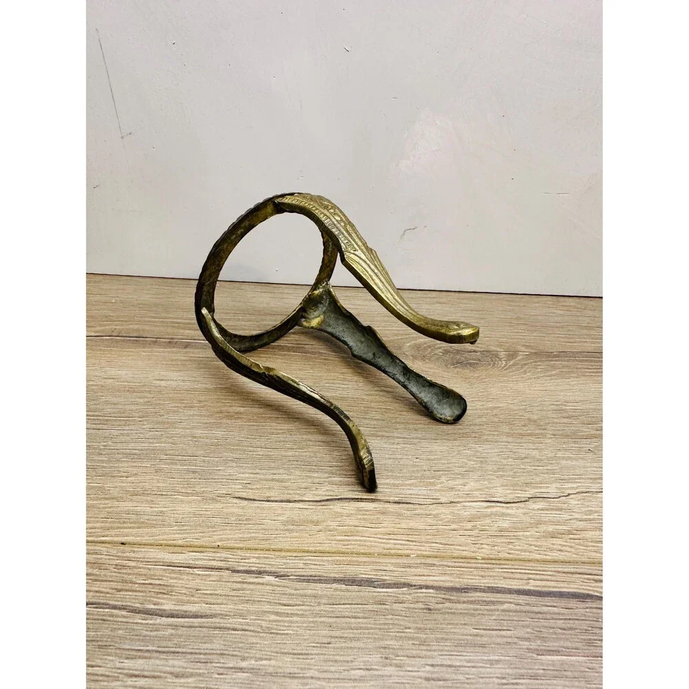 Vintage Solid Brass Etched Tripod Orb Stand Planter Stand Bowl Vase Stand 4